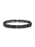Chevron Link Bracelet Black Titanium, 7.6MM