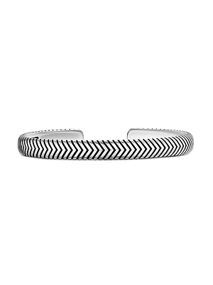 Chevron Cuff Bracelet Sterling Silver, 8MM