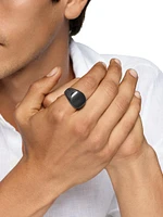 Chevron Signet Ring Black Titanium, 18MM