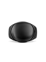 Chevron Signet Ring Black Titanium, 18MM