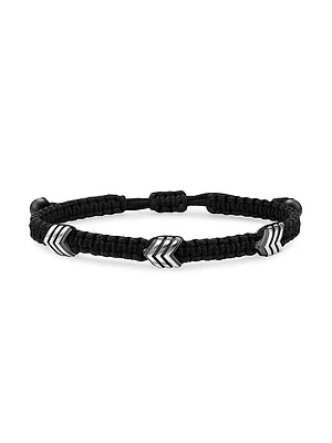 Chevron Black Nylon Woven Station Bracelet