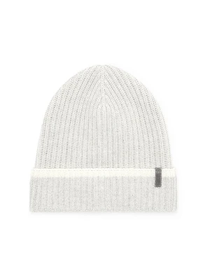 Cashmere English Rib Knit Beanie with Monili