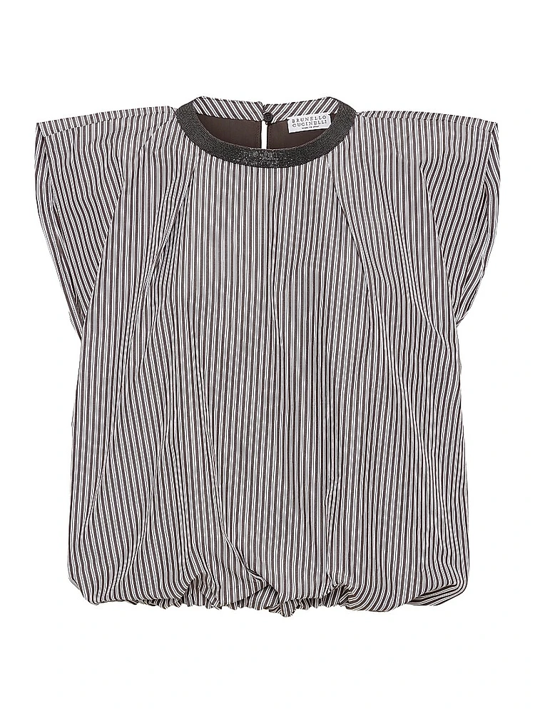 Multi Stripe Poplin Balloon Top