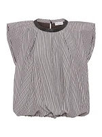 Multi Stripe Poplin Balloon Top