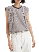 Multi Stripe Poplin Balloon Top