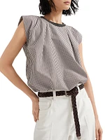 Multi Stripe Poplin Balloon Top