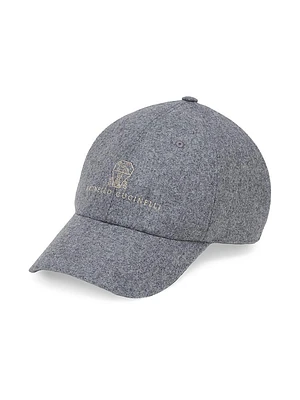 Virgin Wool Flannel Baseball Cap with Embroidery