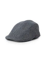 Virgin Wool Flannel Flat Cap with Embroidery