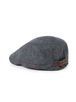 Virgin Wool Flannel Flat Cap with Embroidery