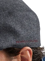 Virgin Wool Flannel Flat Cap with Embroidery