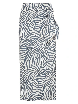 Cotton and Silk Ethnic Print Poplin Sarong Skirt