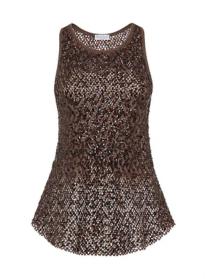 Dazzling Net Embroidery Knit Top