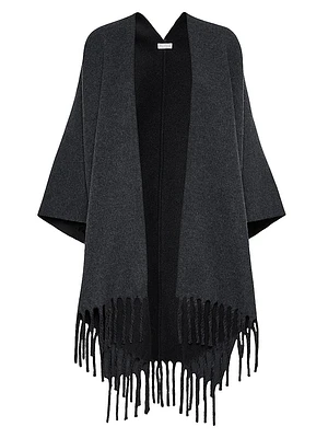 Wool and Cashmere Reversible Double Knit Poncho