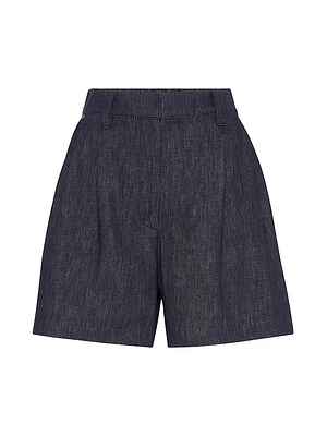 Denim Effect Twill Baggy Shorts