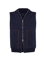 Techno Cotton French Terry Hooded Vest with Piping