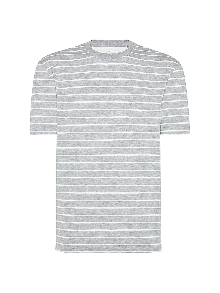 Silk and Cotton Striped Jersey Crewneck T-Shirt