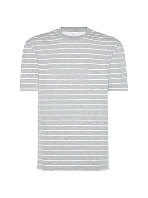 Silk and Cotton Striped Jersey Crewneck T-Shirt