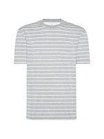 Silk and Cotton Striped Jersey Crewneck T-Shirt
