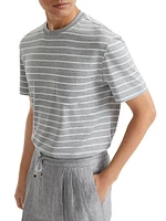 Silk and Cotton Striped Jersey Crewneck T-Shirt