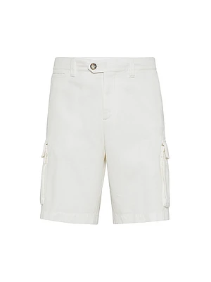 Bermuda Shorts Twisted Cotton Gabardine with Cargo Pockets