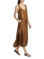 Nada Silk Shift Midi Dress
