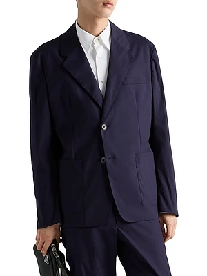 Single Breasted Cotton Blend Blazer