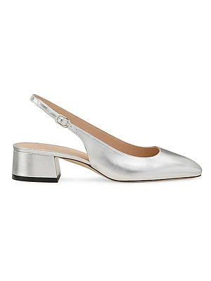 Maeve Metallic Leather 35MM Slingback Pumps