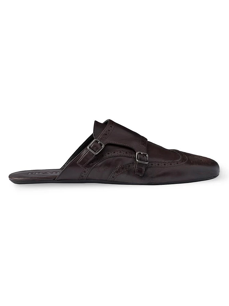 Double Monk Strap Leather Mules