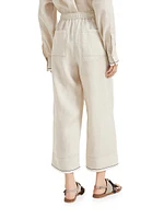 Linen Baggy Cropped Trousers