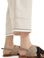 Linen Baggy Cropped Trousers