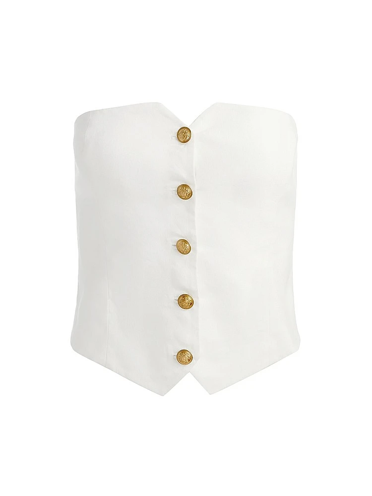 Kelcey Strapless Button-Front Top