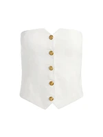 Kelcey Strapless Button-Front Top