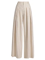 Simon Linen-Blend Wide Leg Pants