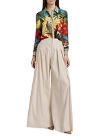 Simon Linen-Blend Wide Leg Pants