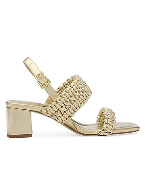 Audrina Metallic Block Heel Sandal