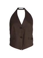 Linen-Blend Halter Vest