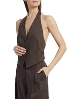 Linen-Blend Halter Vest