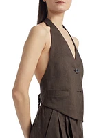 Linen-Blend Halter Vest