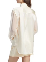 Silk Charmeuse Cowlneck Shirt