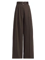 Linen-Blend Pleated Trousers