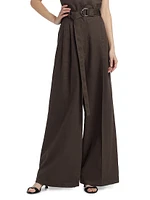 Linen-Blend Pleated Trousers