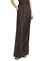 Linen-Blend Pleated Trousers