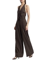 Linen-Blend Pleated Trousers