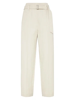 Cotton and Linen Canvas Corset Cigarette Trousers