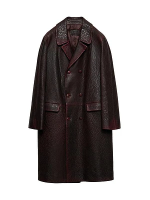 Double-Breasted Nappa Leather Coat