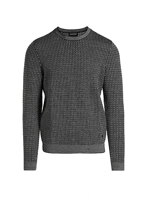 Geometric Virgin Wool Crewneck Sweater