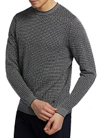 Geometric Virgin Wool Crewneck Sweater