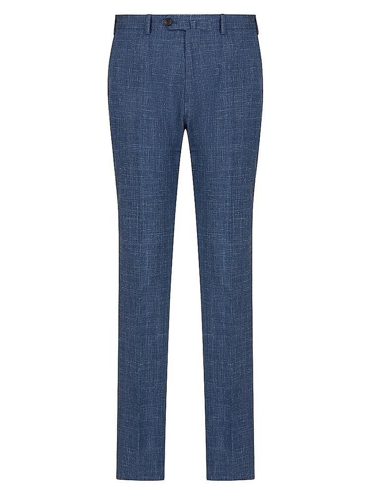 Textured Virgin Wool-Blend Pants