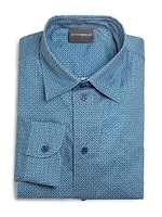 Geometric-Print Stretch Cotton Sport Shirt