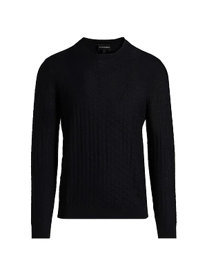 Tonal Basket-Weave Virgin Wool Sweater